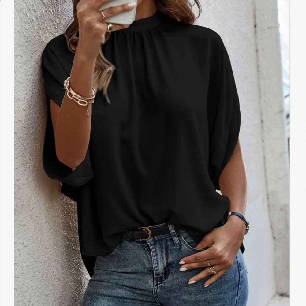 Boho Oversized Loose Fit Dolman Sleeve Top Blouse - Picture 1 of 13